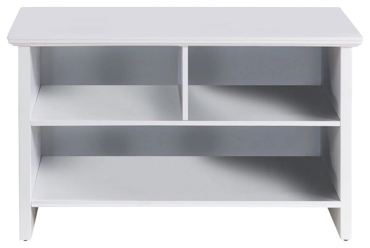 White Wood Shoe Bench with Cubby Storage L330