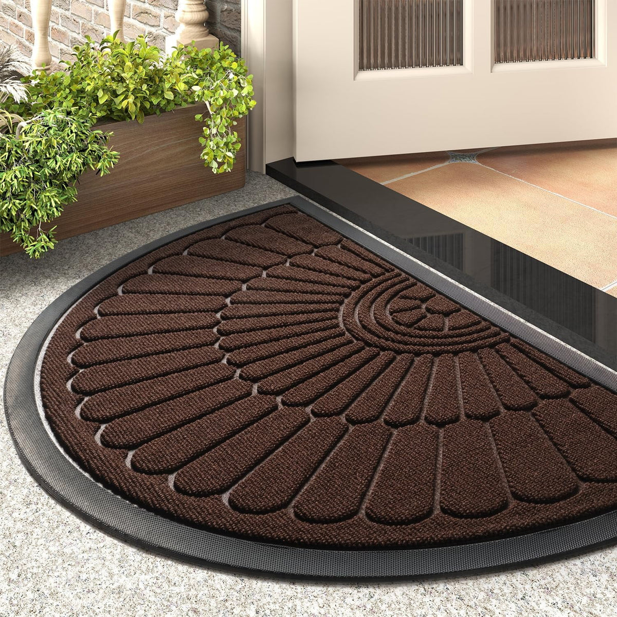 Black 24”x47” Durable Rubber Non Slip Door Mat X8676