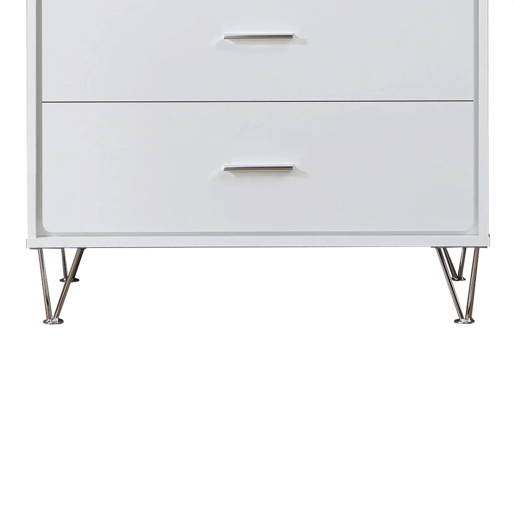 White 5 Drawer Wooden Chest F36280