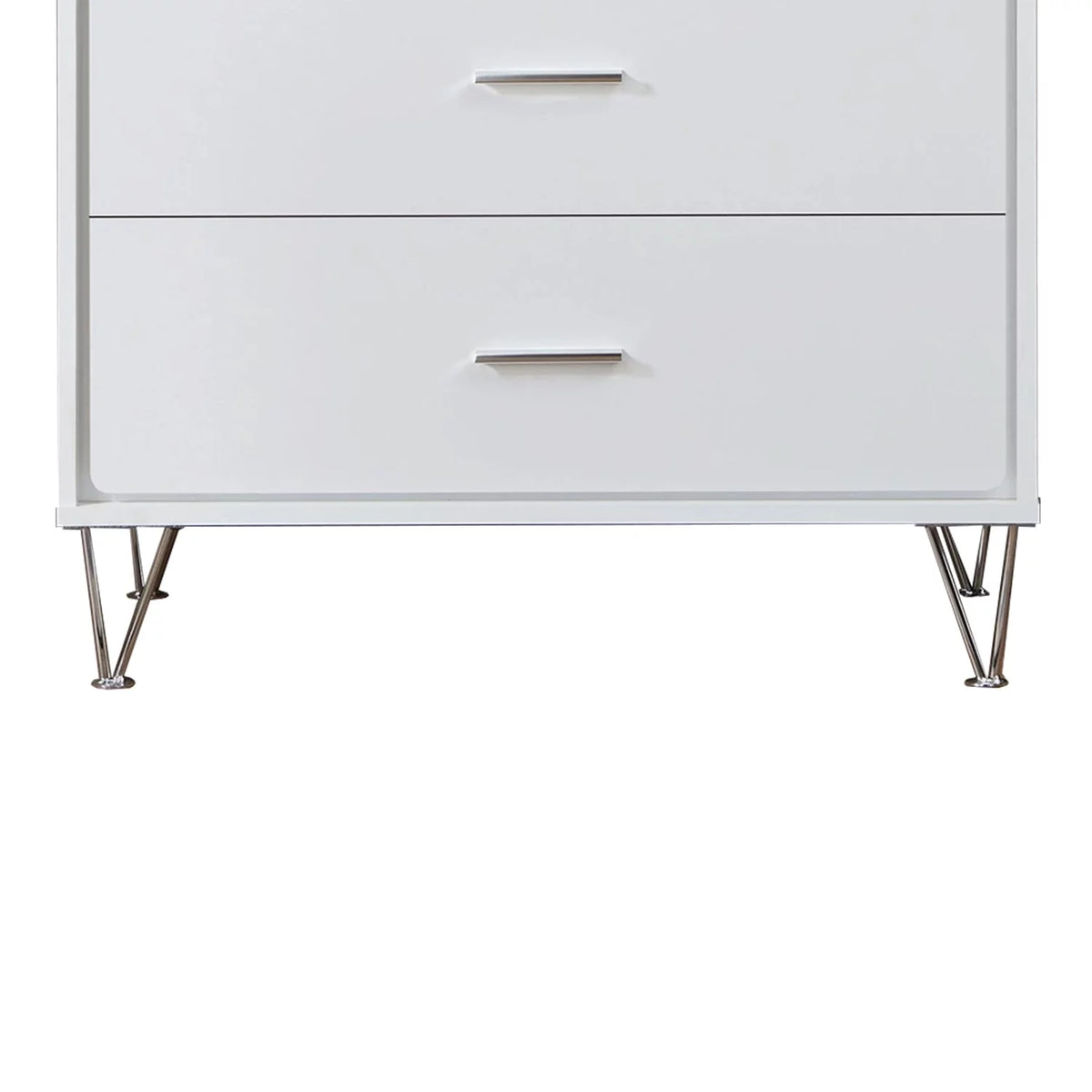 White 5 Drawer Wooden Chest F36280