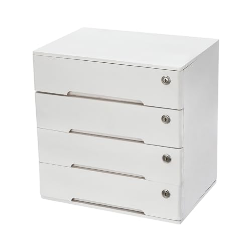 4 Drawers Wood Storage Box with Lockable Drawers H6547