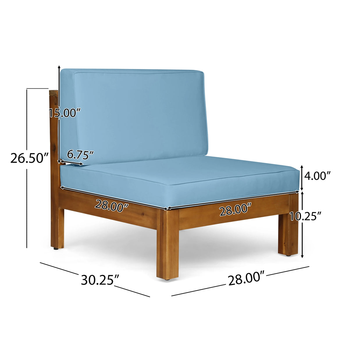Teak and Blue Acacia Wood 5 Seater Sofa Chat Set O582766