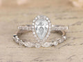 2.25 Carat Pear Cut Moissanite Wedding Ring Set with 18k Gold Plating G6078