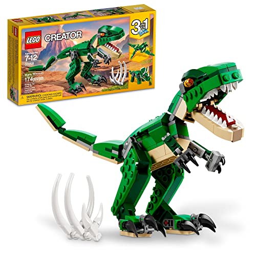 LEGO Creator 3 in 1 Mighty Dinosaur Toy, Transforms from T. rex to Triceratops to Pterodactyl Dinosaur Figures, 31058 S6488
