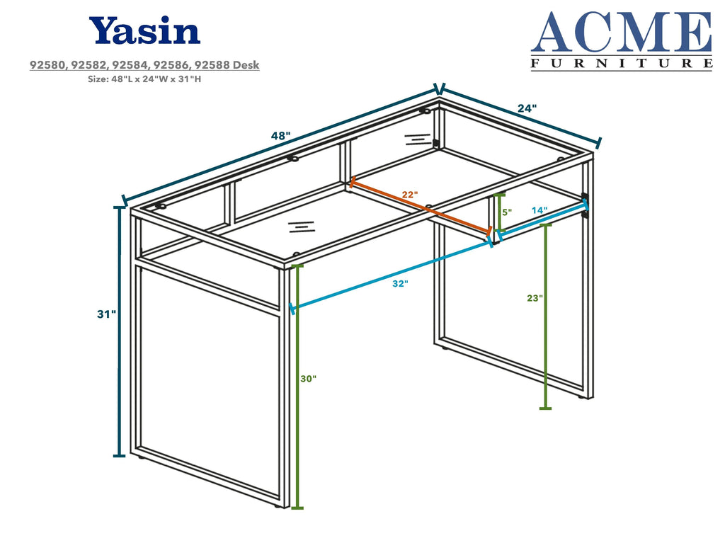 Blue Glass Desk L592