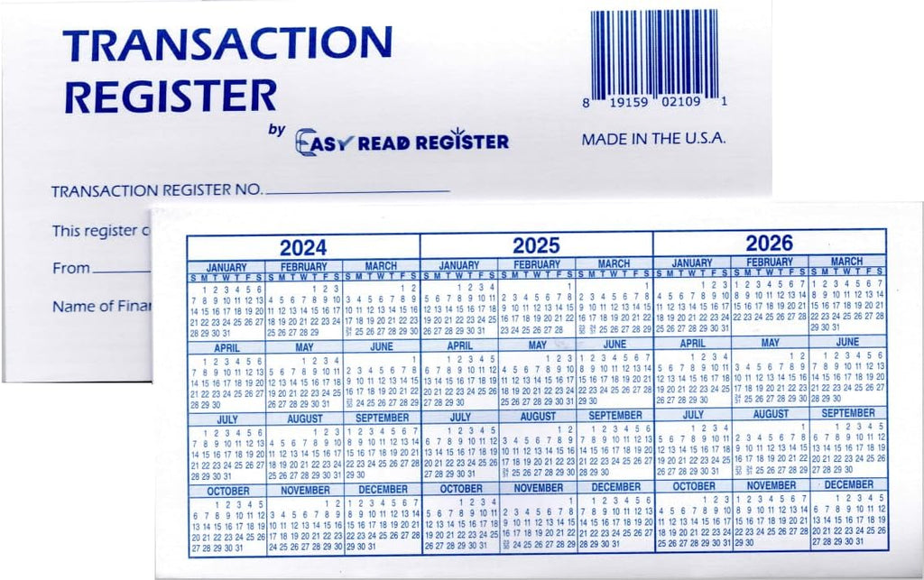 Checkbook Registers Ledger Transaction Log V29443