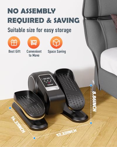 Under Desk Elliptical Machine, 12 Adjustable Speed Portable Seated Pedal Exerciser with Remote Control G96316