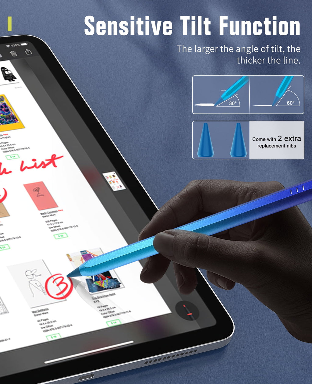 Gradient Blue Magnetic Stylus Pen for iPad T6368