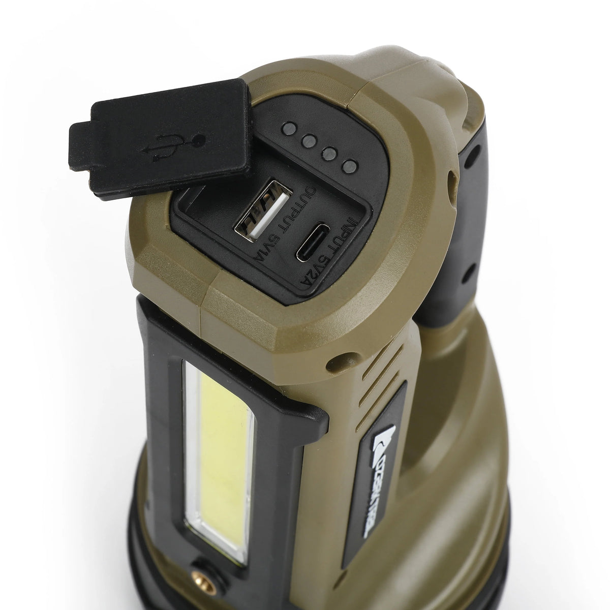 2000 Lumen Dual Source LED Rechargeable Spotlight with 5000 mAh Power Bank, Olive S489