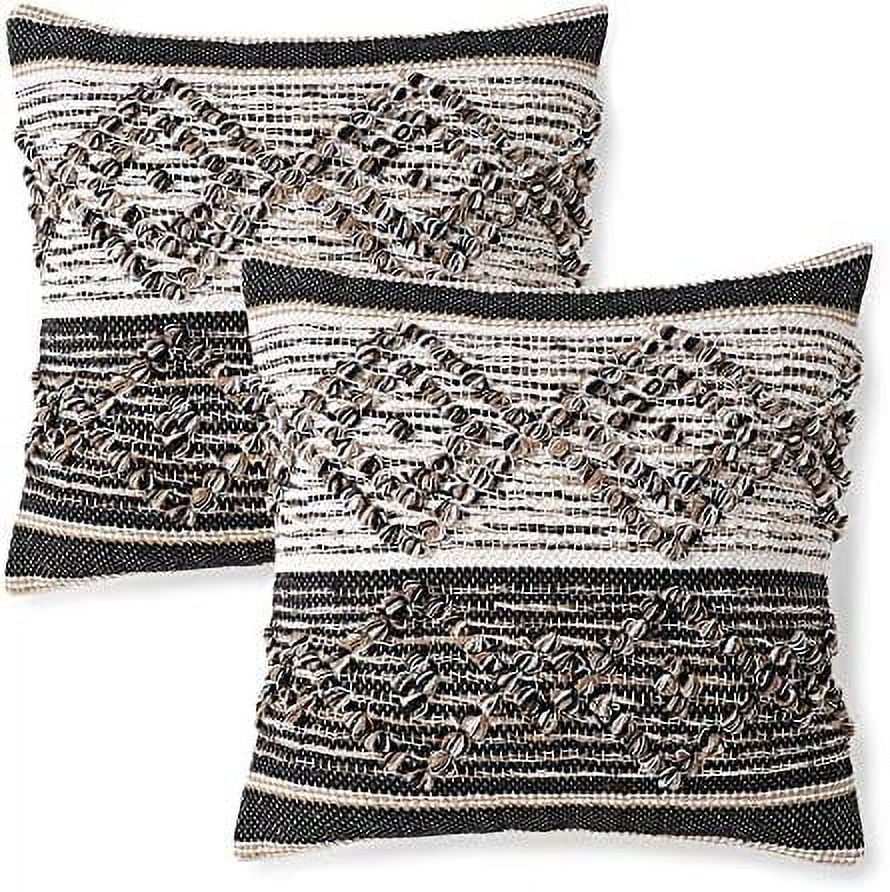 Handmade Boho Throw Pillow Covers Set Of 2 18"X18" Black M15929