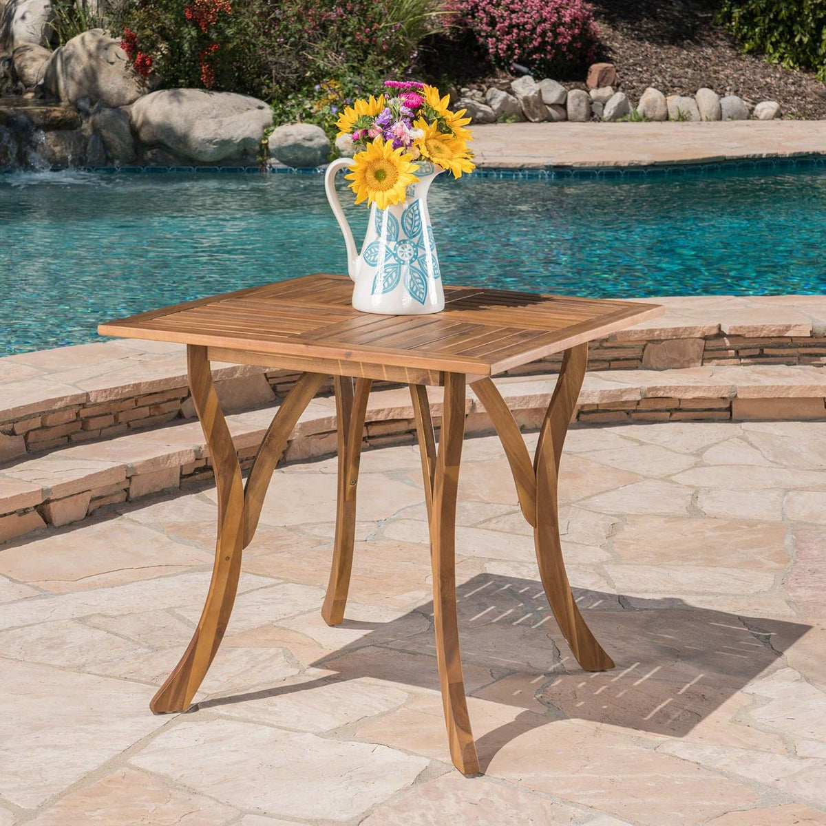 Acacia Wood Square Table W3776