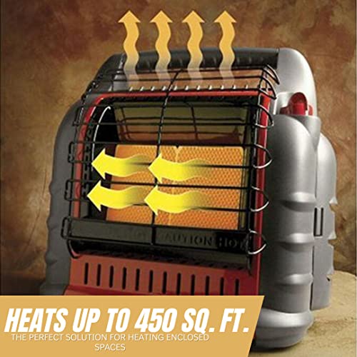 Portable Propane Heater Bundle with 10-Feet Hose and Tank Refill Adapter, 4,000 9,000 18,000 BTU (3 Items) N528050