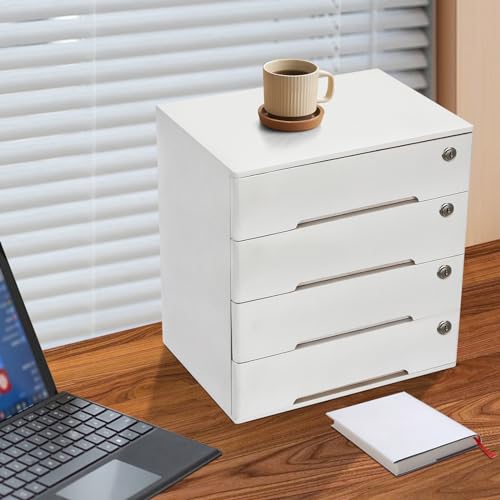 4 Drawers Wood Storage Box with Lockable Drawers H6547