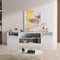 70" High Gloss White TV Stand with Two Doors and Storage Cabinets Y106