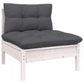 White Solid Pinewood Patio Sofa with Cushions V668720