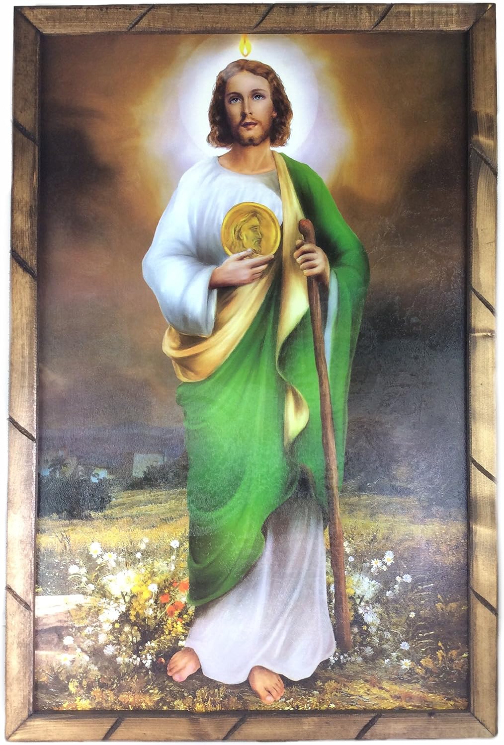 Cuadro Religioso Con Marco De Madera Rustica 36''X24''x1'' C92607