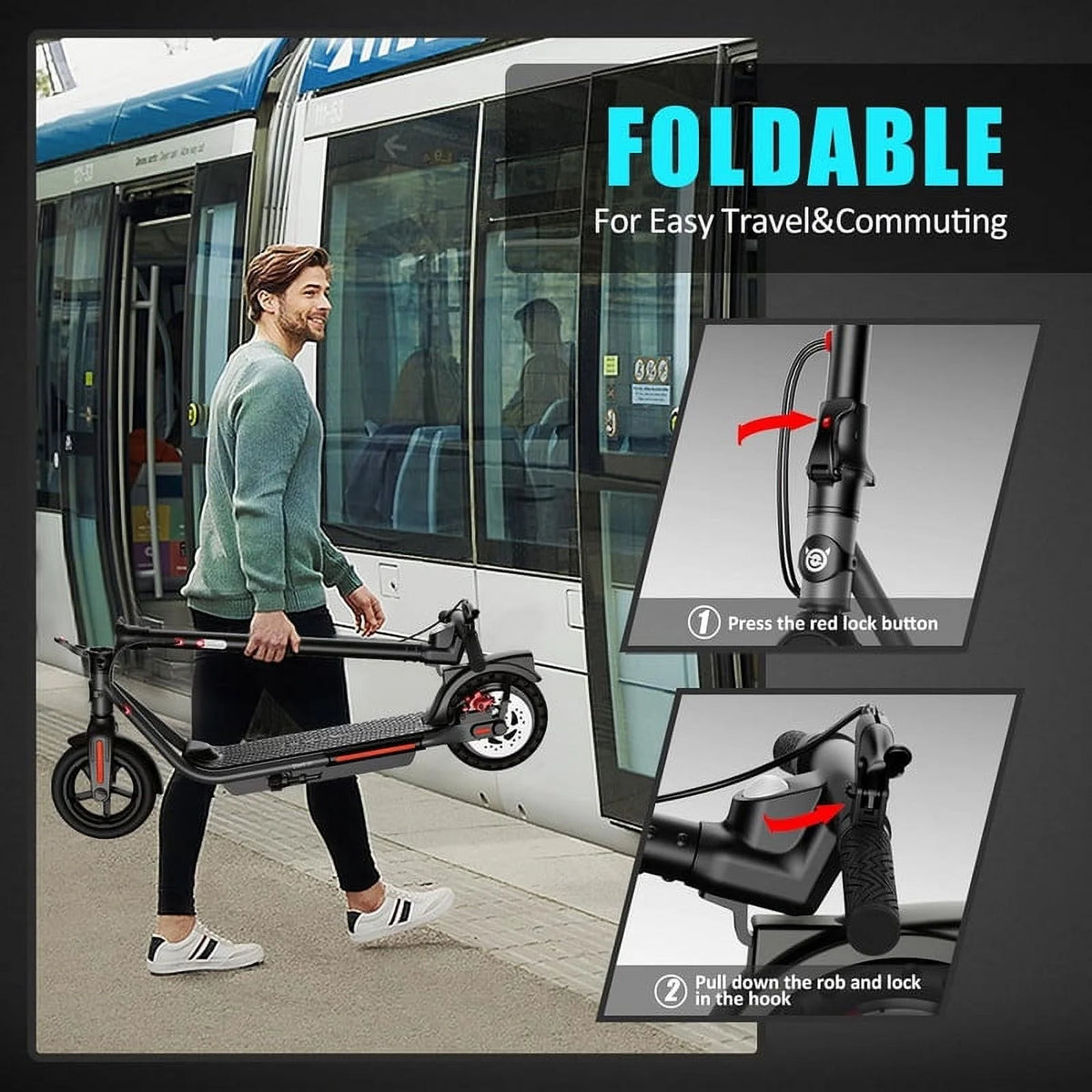 Electric Kick Scooter 300W Motor 8.5 Tires Portable Folding E440874