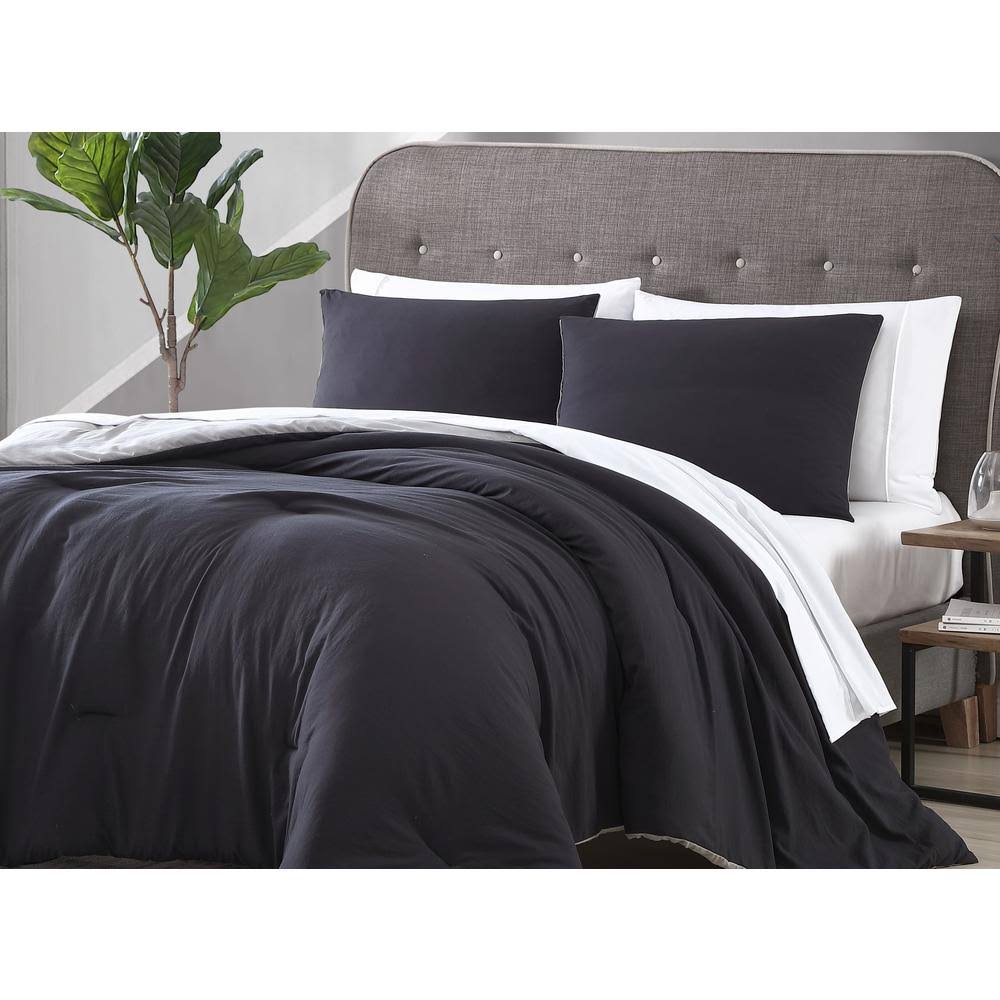 Twin Enzyme Washed 5-Pc. Bed Set Black/Grey T938869