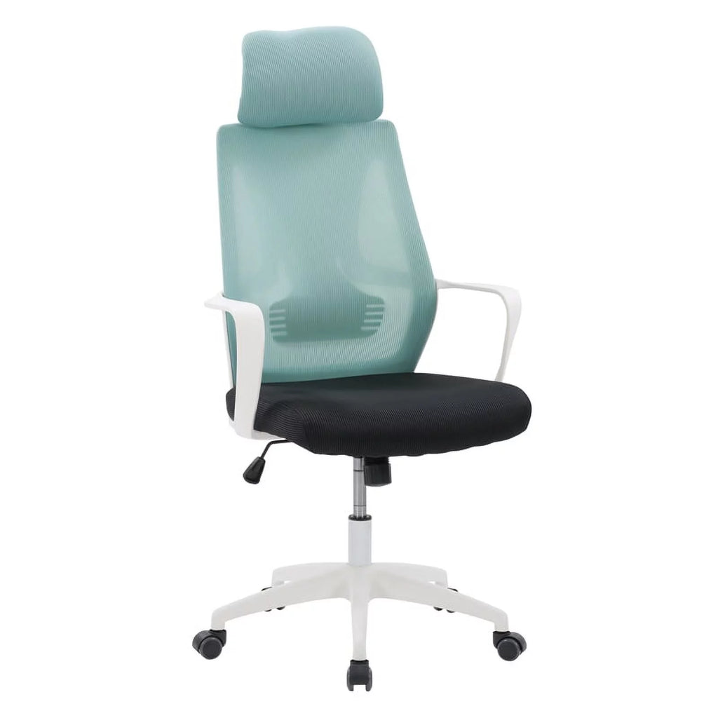 Teal Blue and Black Fabric Mesh Back Office Chair L286