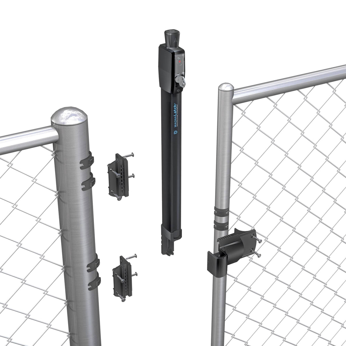 Galvanized Cast Steel Gate Safety Latch with Round Post Adapter Kit D684