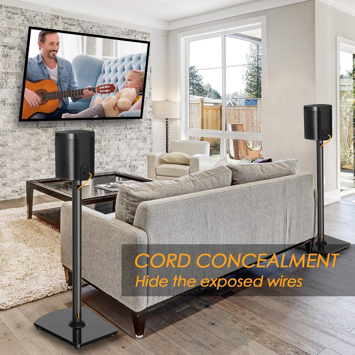 Black Heavy Duty Floor Speaker Stands S218991