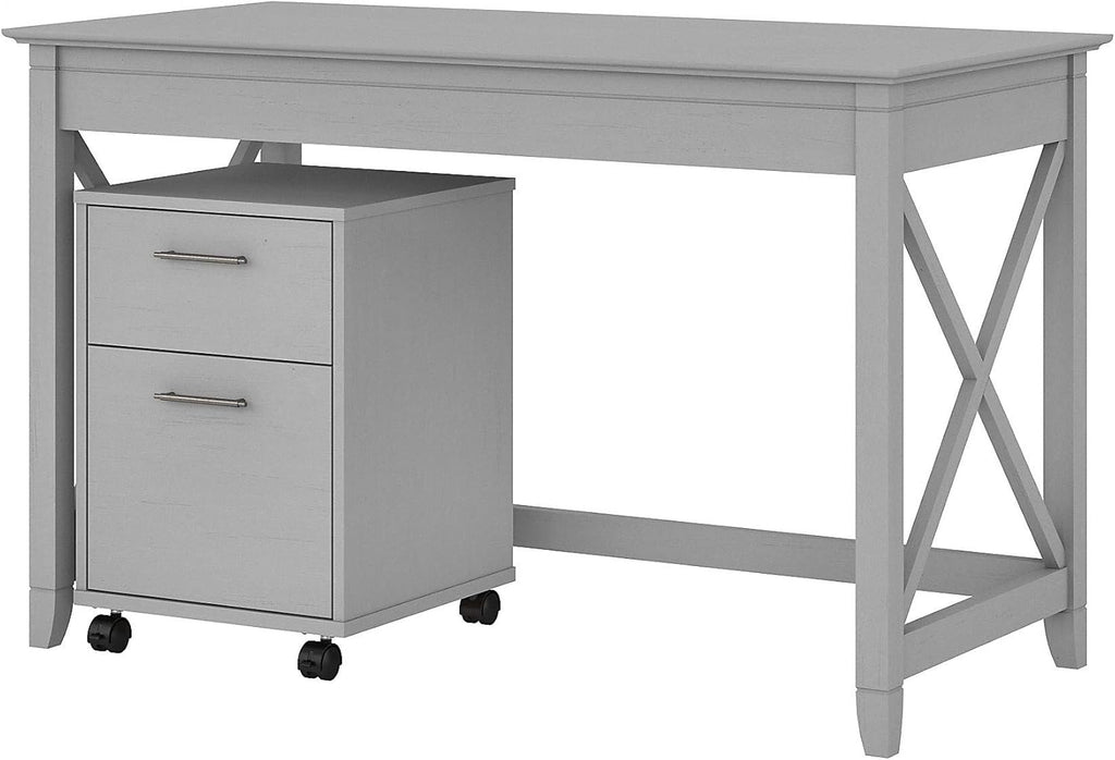 Dark Gray Hickory Writing Desk with 2 Drawer Mobile File Cabinet A477