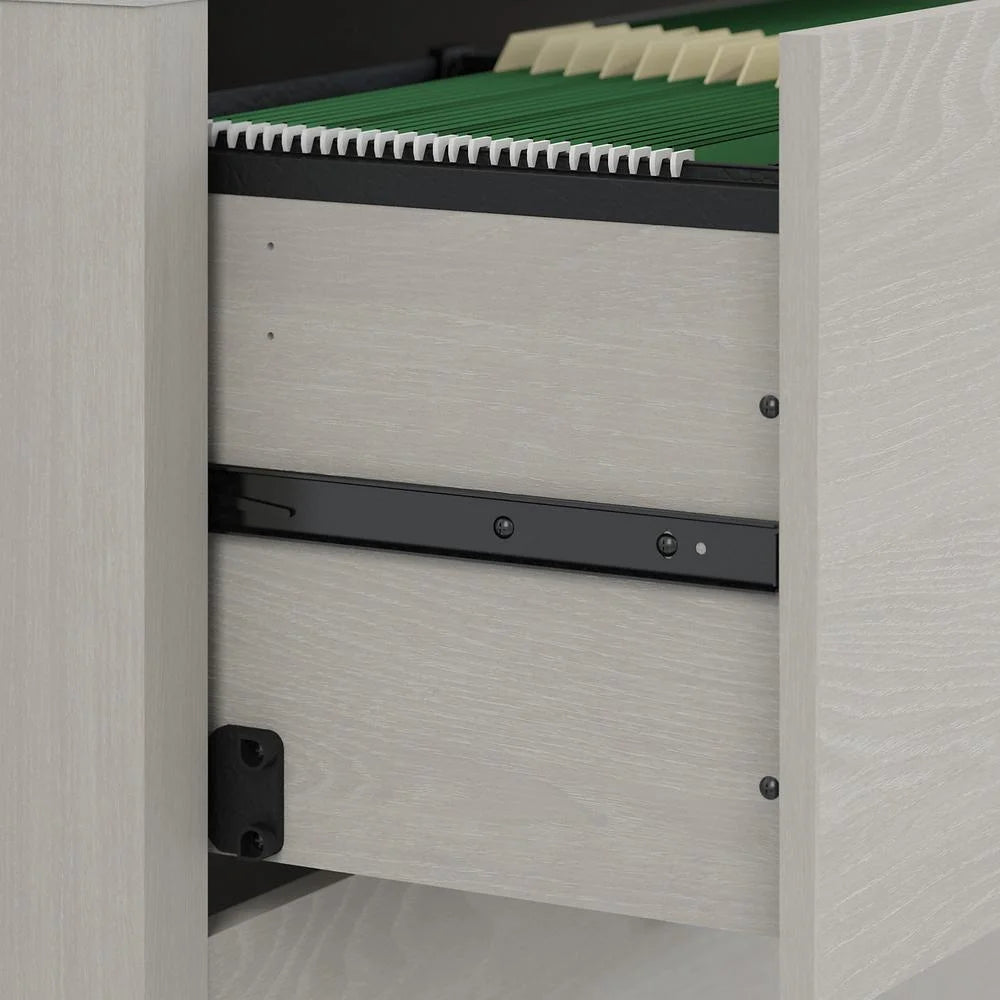 Gray Sand Desk and Credenza with Drawers S43677