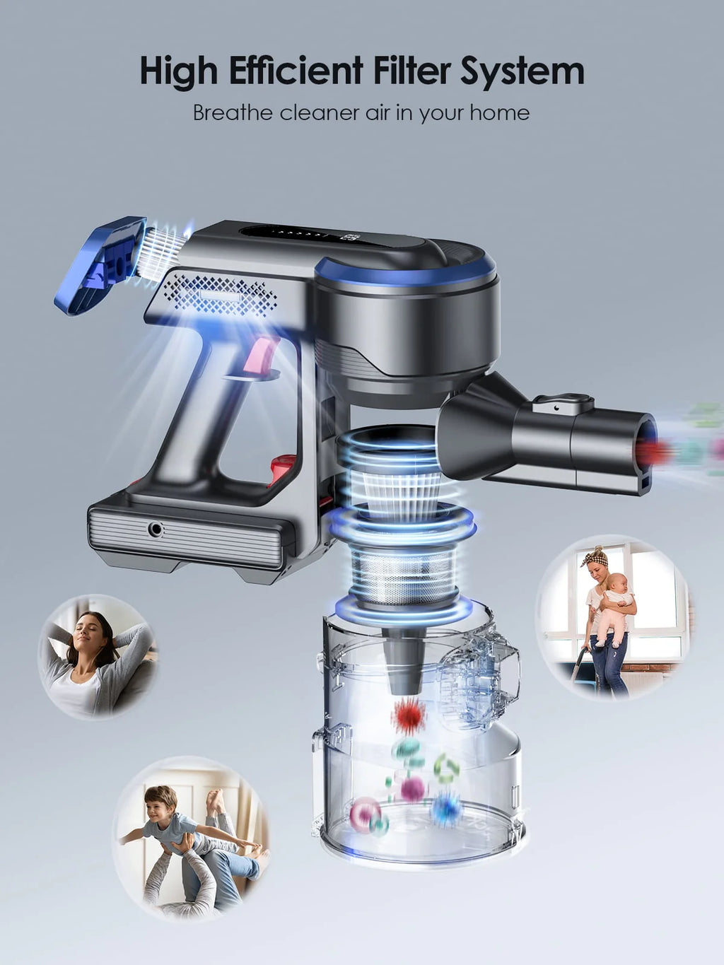 Cordless Stick Vacuum Cleaner Lightweight D7766