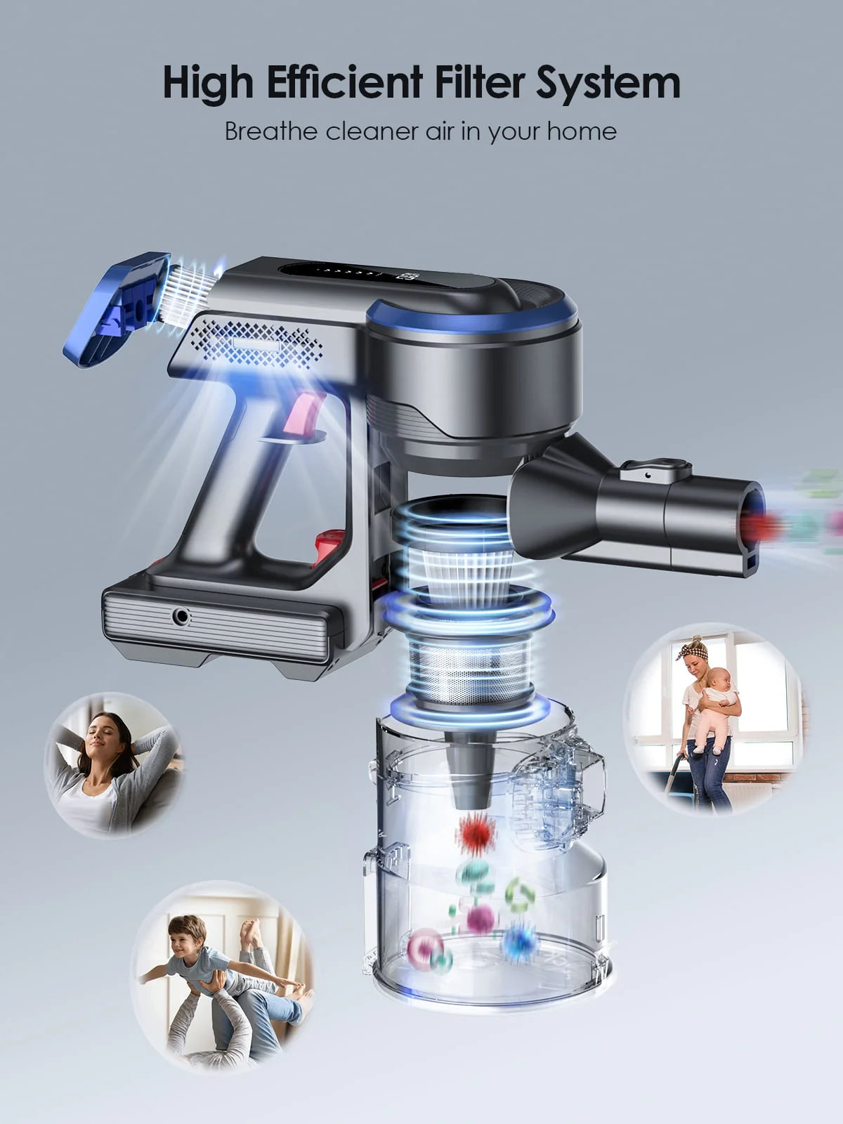 Cordless Stick Vacuum Cleaner Lightweight D7766