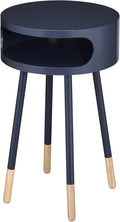 Black Natural Wood Round End Table V779