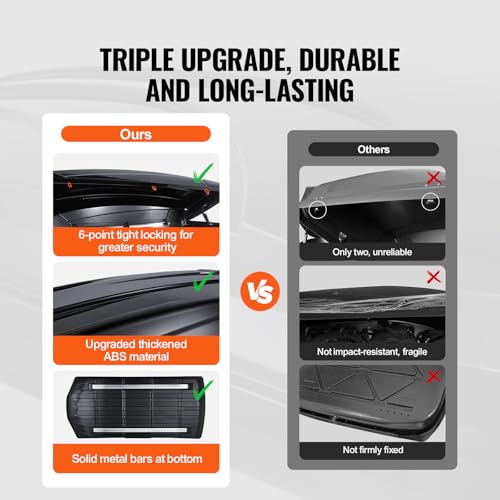Black 22 Cubic Feet ABS Hard Shell Roof Box with Dual-Sided Opening E265