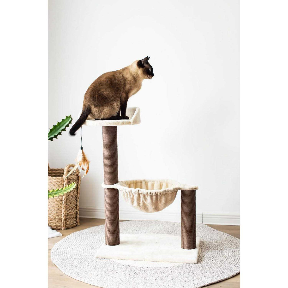 Cat Tree with Feather Toy and Cat Hammock F24243