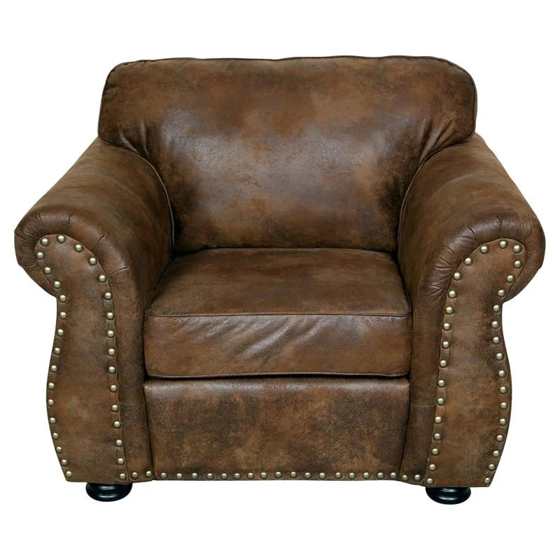 Brown Fabric Chair with Rolled Arm B648293