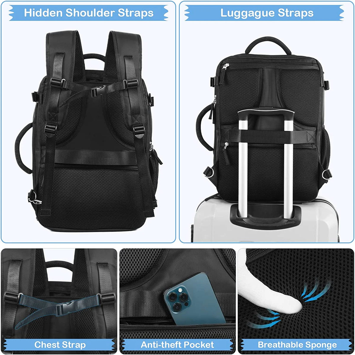 Extra Large 40L Waterproof Travel Backpack (Black) A176