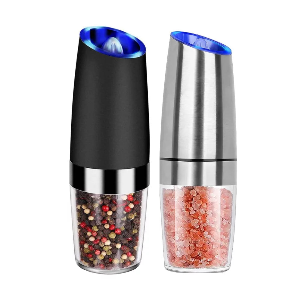 2 Pcs Electric Salt and Pepper Grinder Set Battery Operated Stainless Steel T685