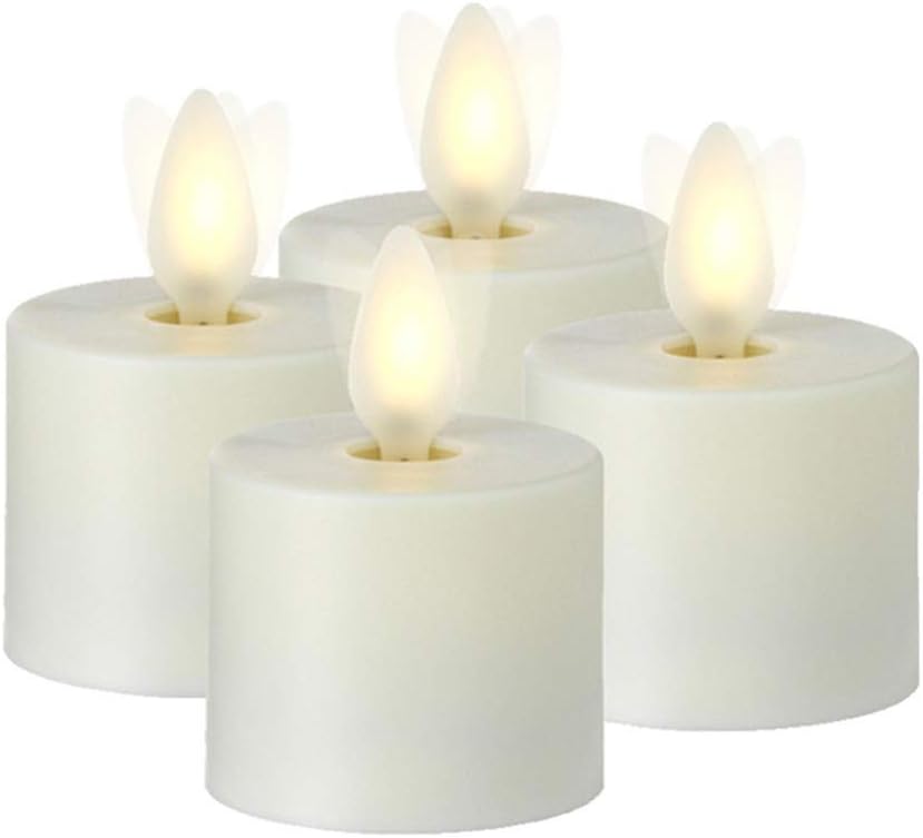 Ivory & White Moving Flame Tea Light Candle, Set of 4 Pack of 2 U667