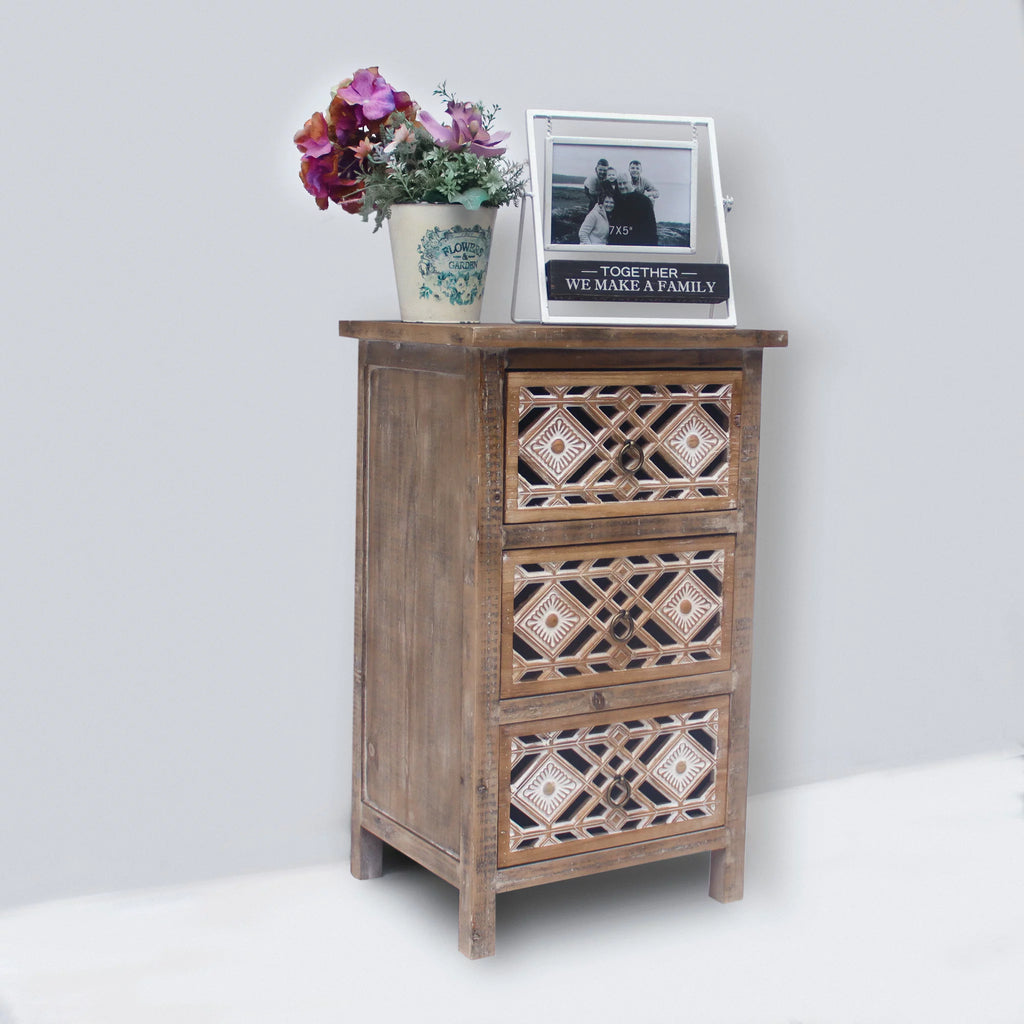 Farmhouse Wood Storage Cabinet with 3 Drawers E7228