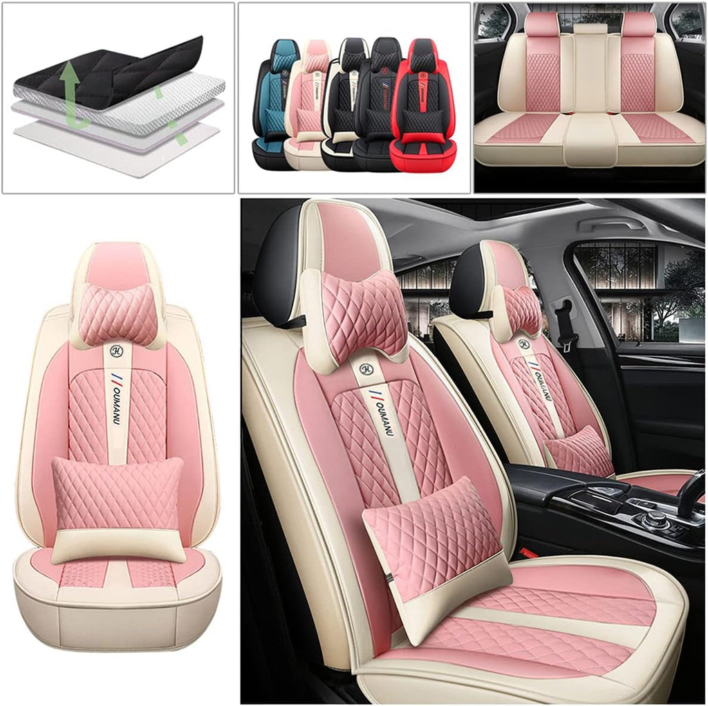 Black & Beige PU Leather Car Seat Covers X8036