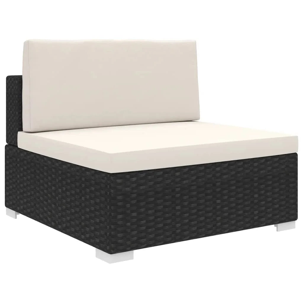 Poly Rattan Black Sectional Middle Seat with Cushions D383