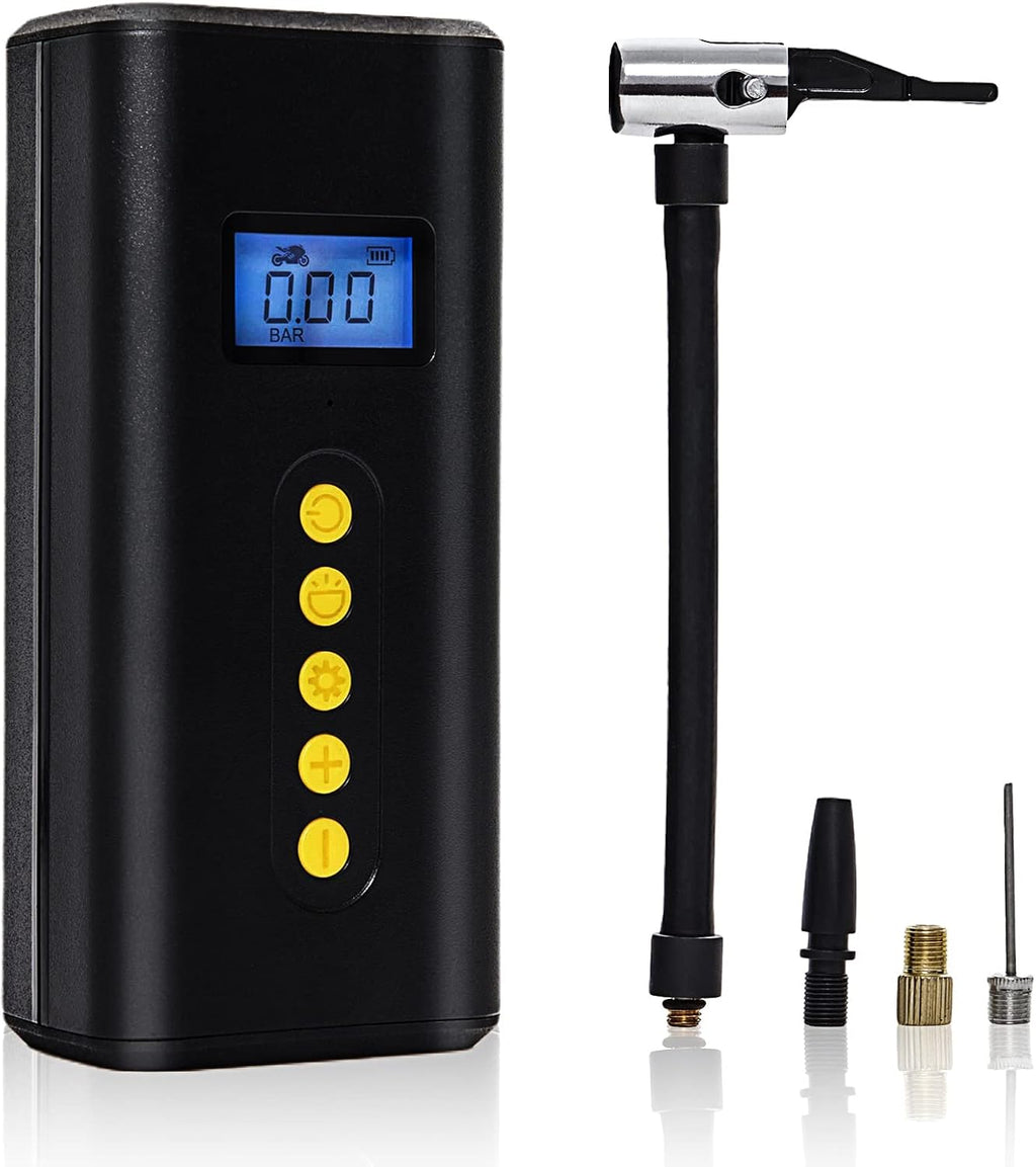 Portable Tire Inflator 150PSI Electric Tire Pump Rechargeable Air Compressor with LED Lights, Power Bank, Black Pack of 2 C758559
