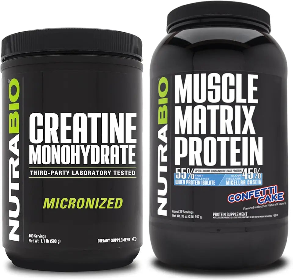 Unflavored Creatine Monohydrate and Confetti Cake Protein Powder Supplement Bundle T99155
