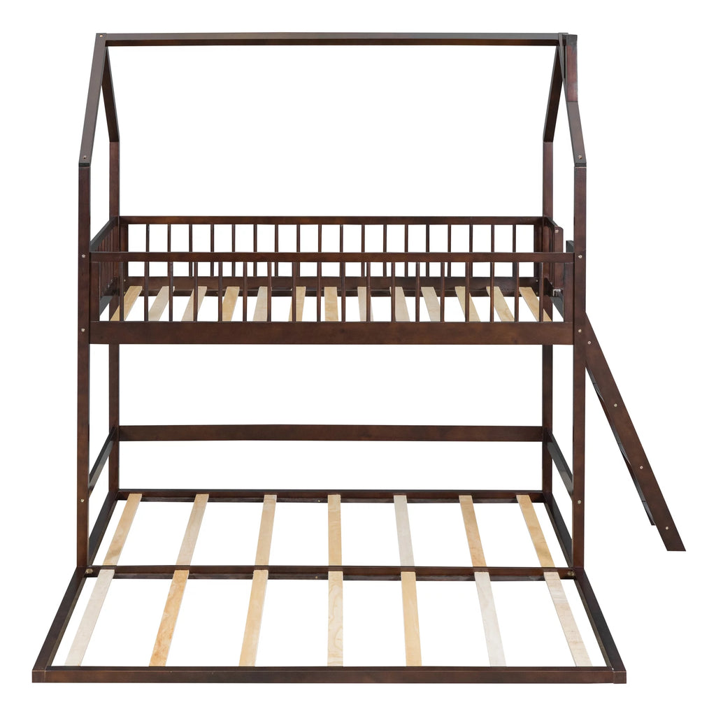 Twin Over Twin House Bunk Bed with Trundle and Roof Z3180