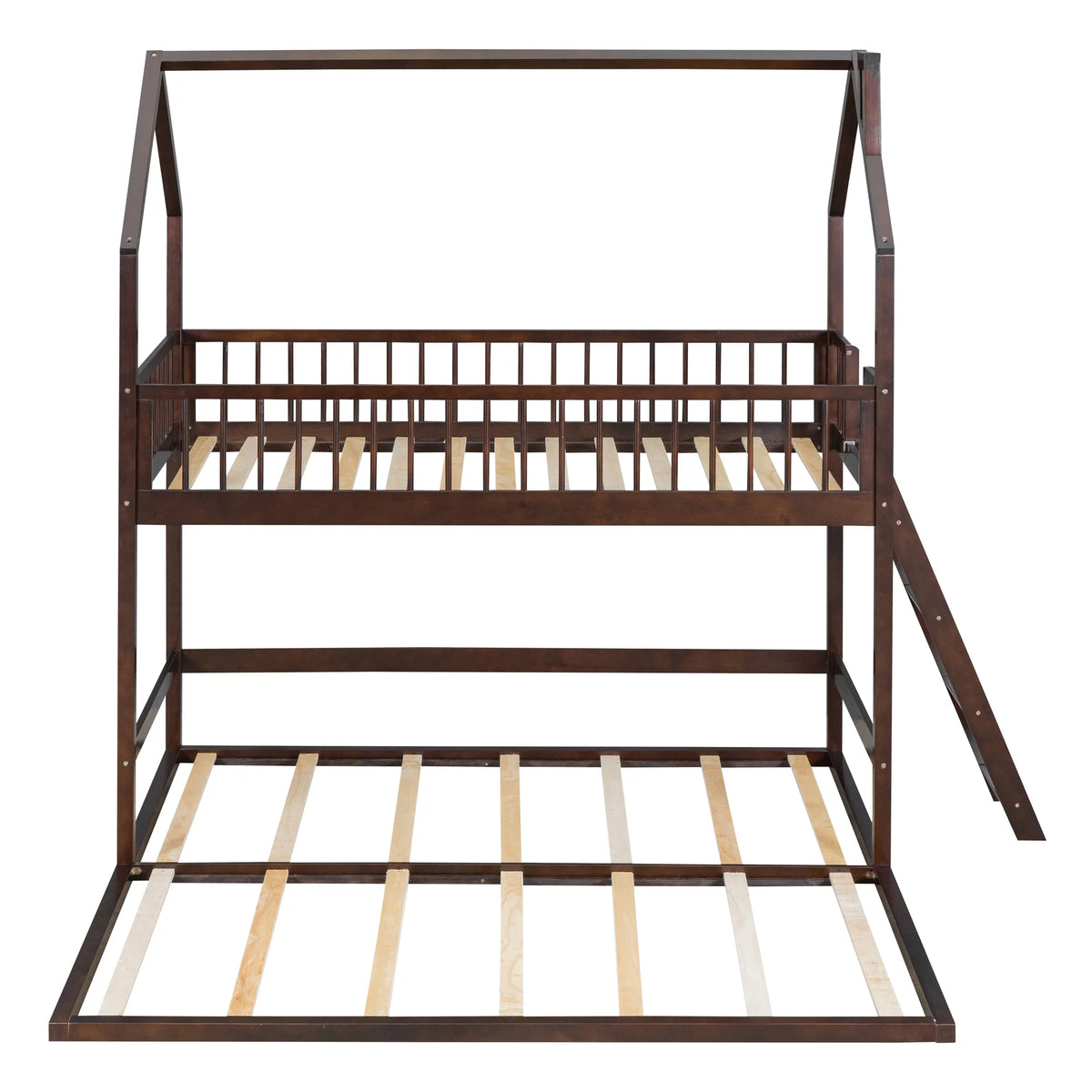 Twin Over Twin House Bunk Bed with Trundle and Roof Z3180