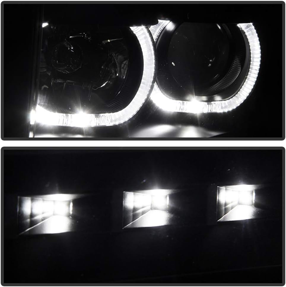 Black SMD LED Halo Projector Headlights I155008