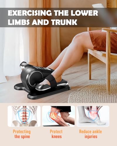 Under Desk Elliptical Machine, 12 Adjustable Speed Portable Seated Pedal Exerciser with Remote Control G96316