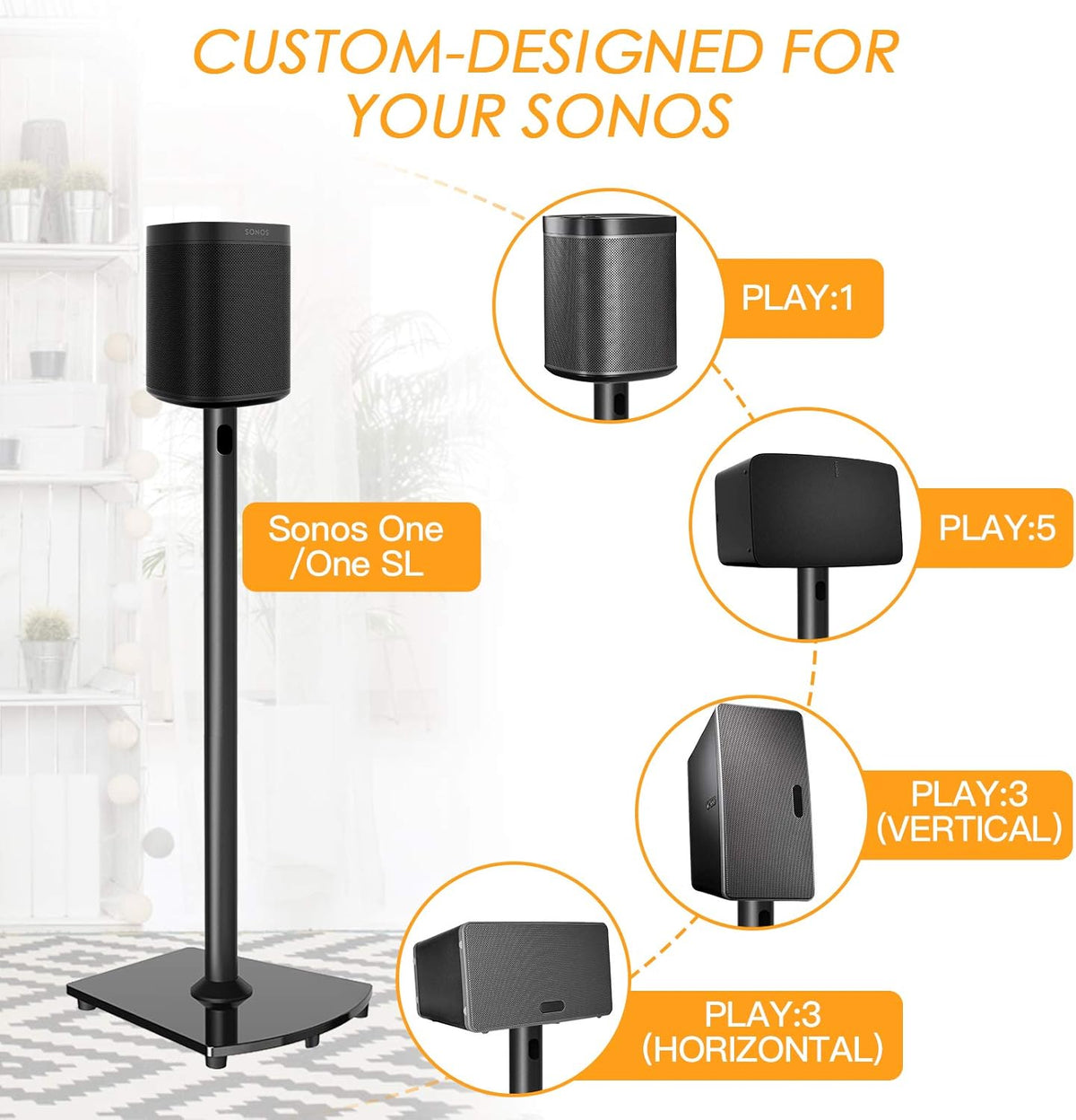 Black Heavy Duty Floor Speaker Stands S218991