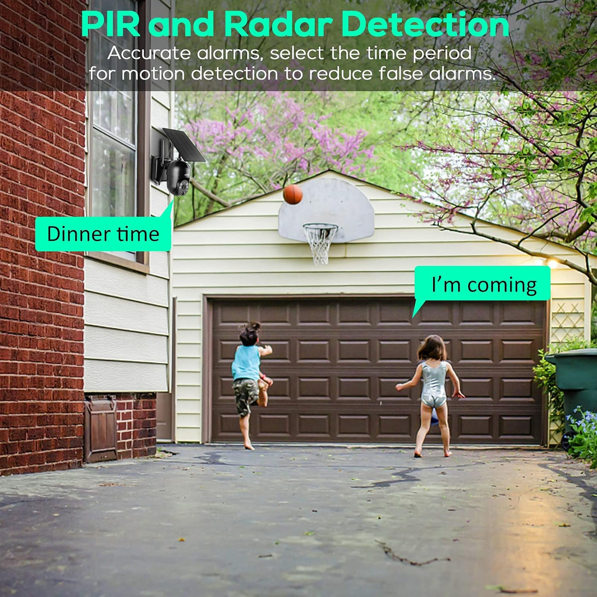 Solar Panel Security Surveillance Camera Outdoor Wireless 2.4g WiFi 360° PTZ Battery Spotlight Color 1080p Night Vision PIR Motion Detection 2-Way Audio Siren SD Cloud Storage IP65 Waterproof N97263