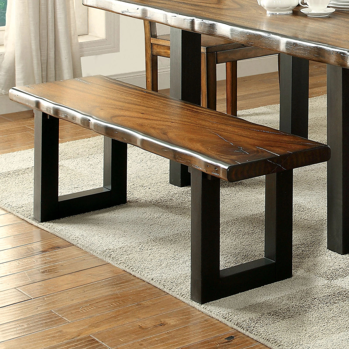 Rustic Oak Solid Wood Dining Bench P21337