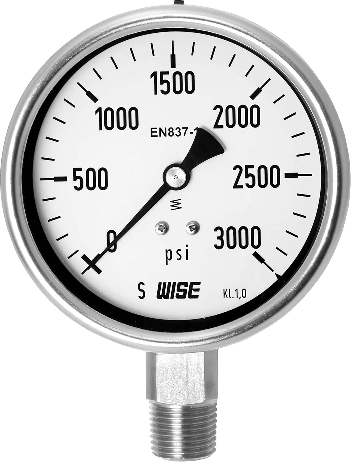 100mm 4" Dial 0~10000psi Full Stainless Steel Internals Pressure Gauge Pack of 2 W840