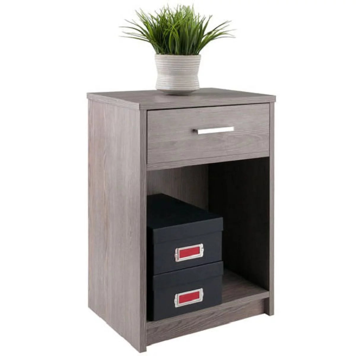 Ash Grey Wood Accent Table with Open Cabinet H511
